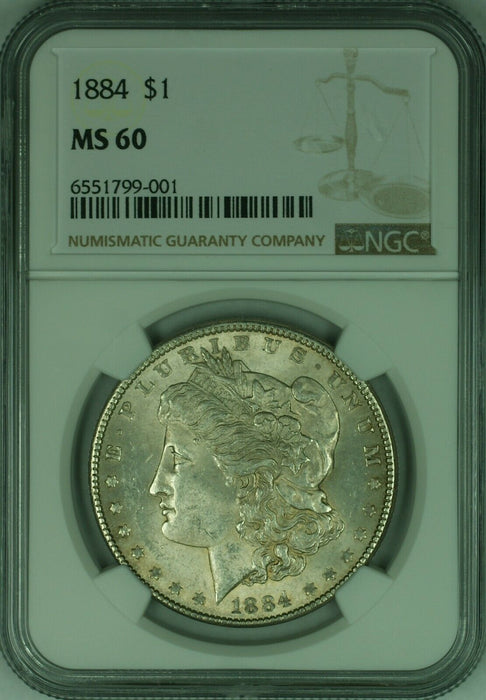 1884 $1 Morgan Silver Dollar Coin NGC MS-60  (21)