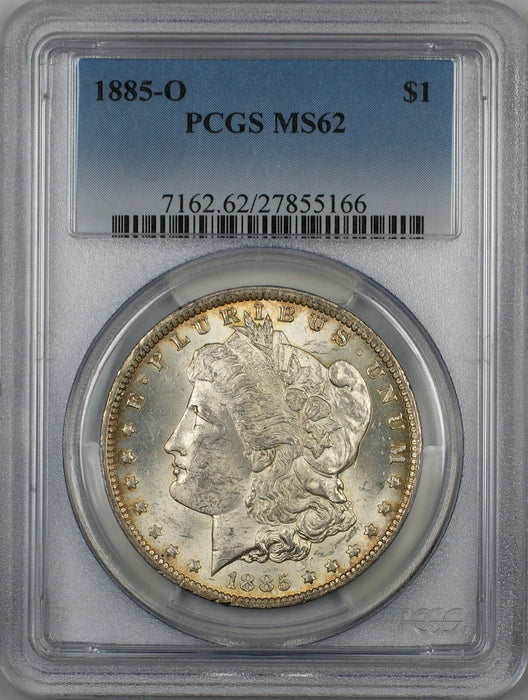 1885-O Morgan Silver Dollar $1 Coin PCGS MS-62 Toned Reverse (7F)