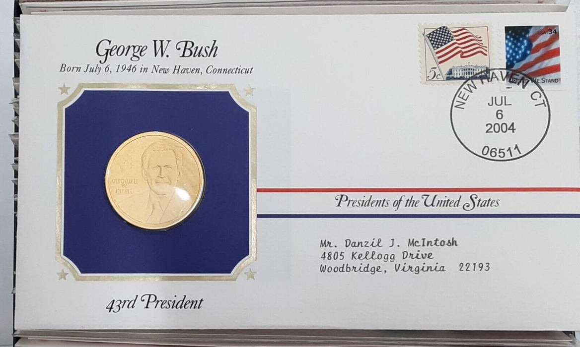PCS Presidential Medals in 1st Day Cover Collection - Washington thru G.W. Bush