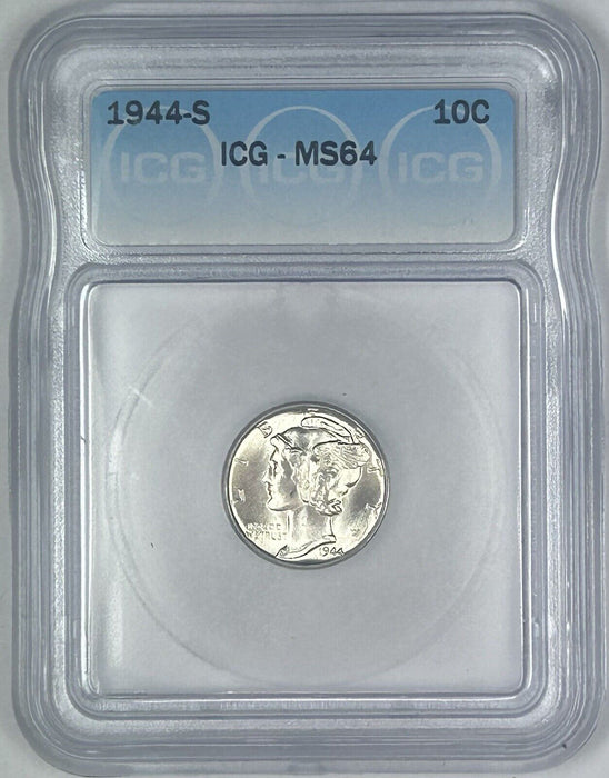1944-S Mercury Silver Dime 10c Coin ICG MS 64 (54) C
