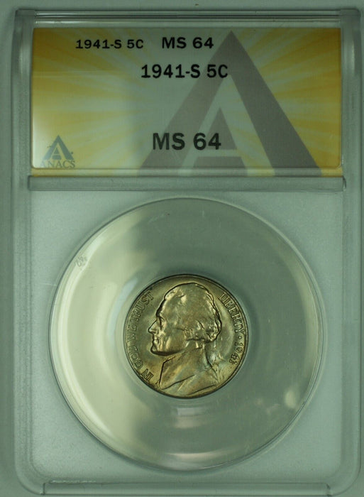 1941-S Jefferson Nickel 5C ANACS MS 64 (51)