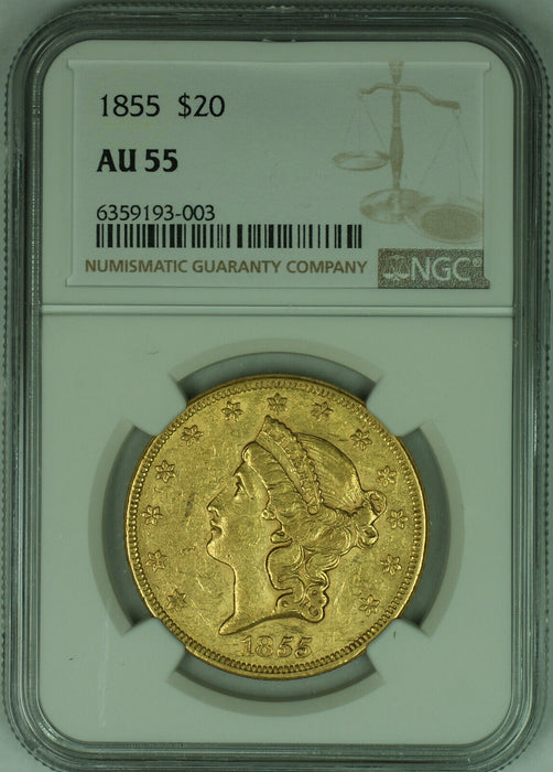 1855 Liberty Head $20 Double Eagle NGC AU 55