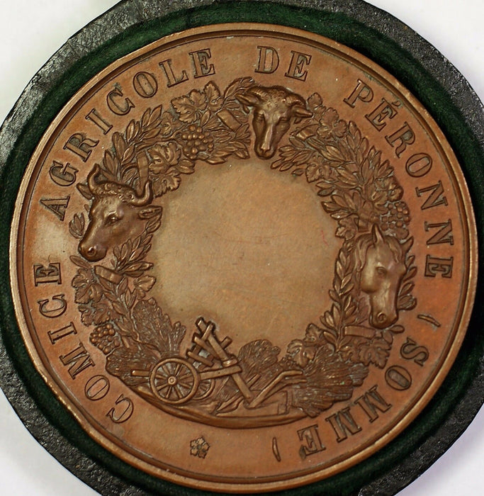 Oliver De Serres Uncirculated French Bronze Farm Medal in Original Velvet Case