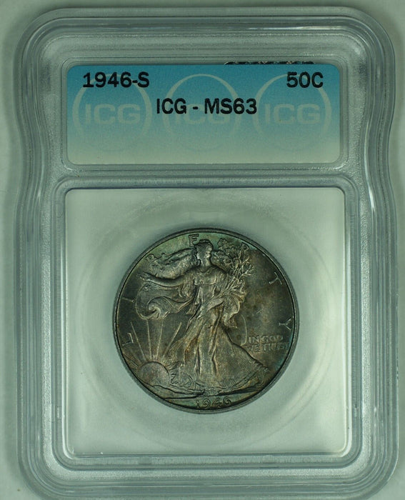 1946-S Walking Liberty Half Dollar Toned 50C ICG MS 63 (50)