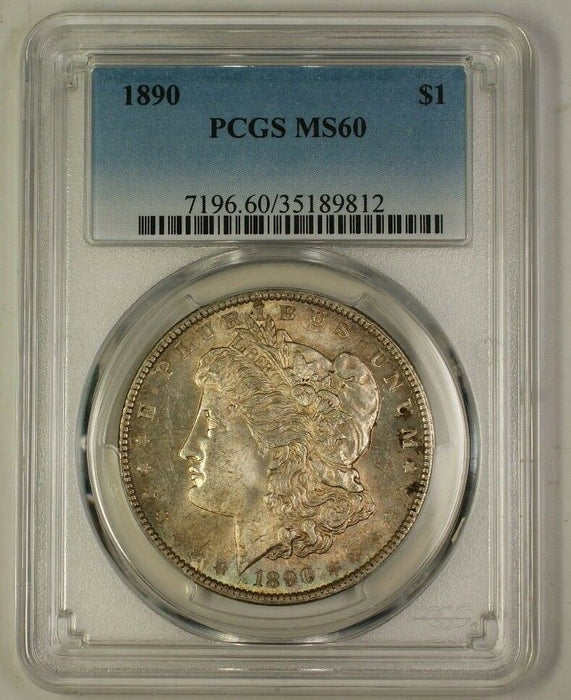 1890 US Morgan Silver Dollar Coin $1 PCGS MS-60 Toned (Better) (18)