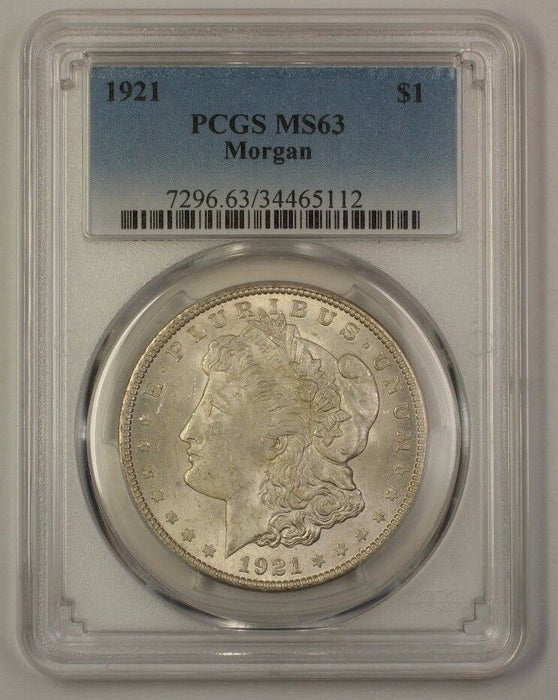 1921 US Morgan Silver Dollar $1 Coin PCGS MS-63 (17b)