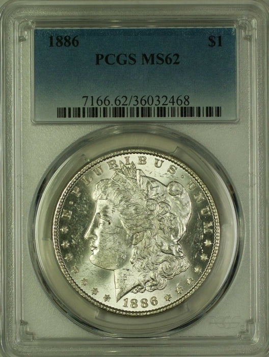 1886 Morgan Silver Dollar $1 Coin PCGS MS-62 (19F)