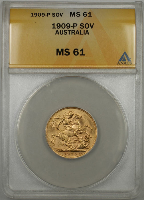 1909-P Australia Sovereign Gold Coin ANACS MS-61 (M AMT)