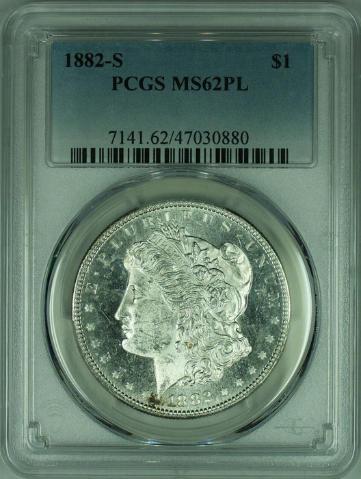 1882-S Morgan Silver Dollar Coin  PCGS MS-62PL   (35)