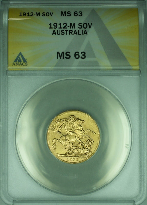 1912-M Australia Sovereign Gold Coin of King George V  ANACS MS-63