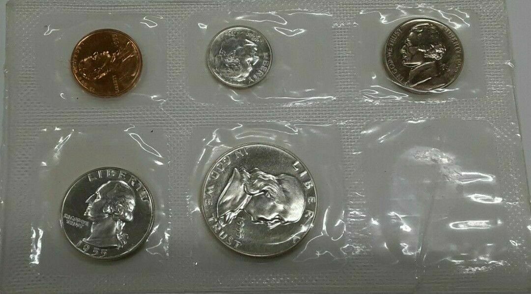 1955 US Proof Set Flat Pack Sealed In Plastic - Missing US Mint Seal - Rare!