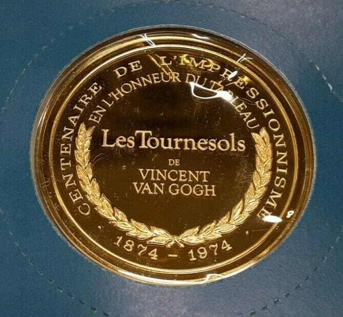 Masterpieces of Impressionism Gold Plated .925 Silver PR Medal-Sunflowers