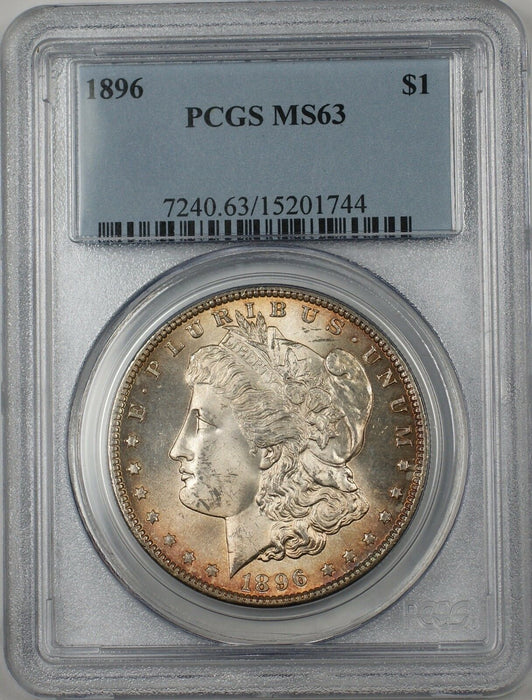 1896 Morgan Silver Dollar $1 Coin PCGS MS-63 Toned (BR-23A)