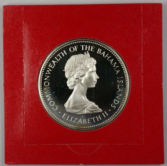 1971 Bahamas $2 Sterling Silver Proof Flamingo Coin with Box