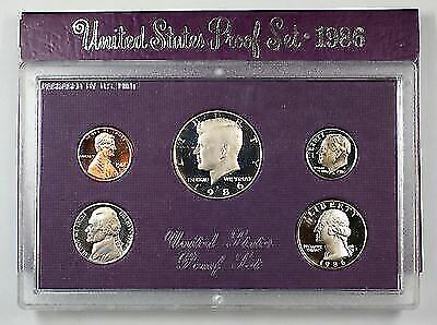 1986 US Mint Proof Set 5 Gem Coins in Holder-NO Box