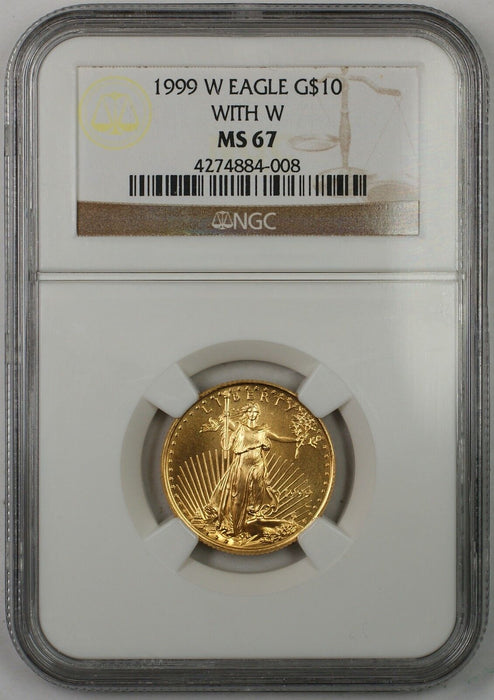 1999-W Emergency Issue $10 Dollar Gold Eagle AGE 1/4 Oz Coin NGC MS-67