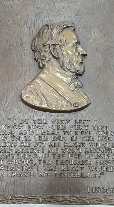 Abraham Lincoln Large High Relief Bronze Plaque 14.5 X 23 Inches