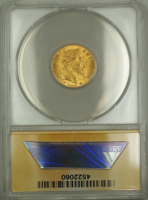 1868-BB France 10 Fr Francs Gold Coin ANACS AU-58