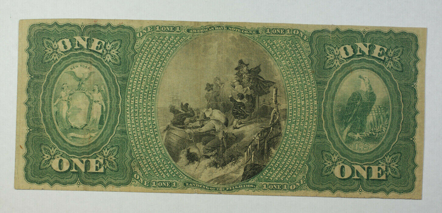 1865 $1 One Dollar National Currency Note Bank Troy City New York NY 640