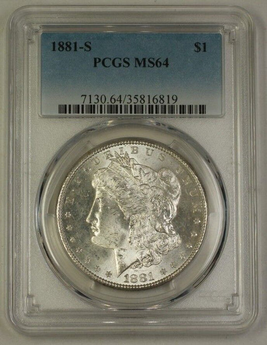 1881-S US Morgan Silver Dollar $1 Coin PCGS MS-64 (A) 12