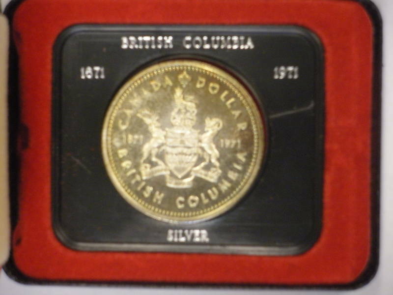 Canada 1971 silver dollar, British Columbia, w/ case