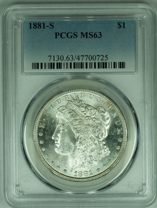 1881-S Morgan Silver $1 Dollar Coin PCGS MS 63 (8) B