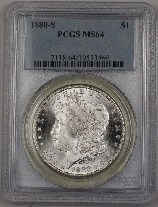 1880-S US Morgan Silver Dollar Coin $1 PCGS MS-64 (Better) BR2 P