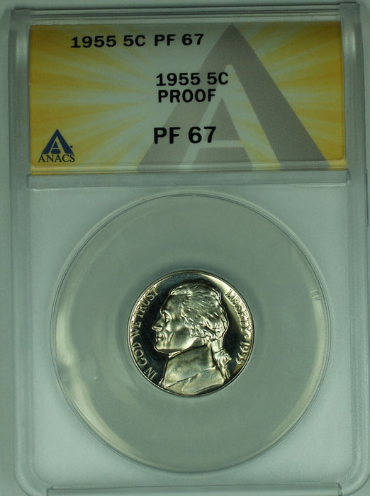 1955 Jefferson Nickel Proof 5C ANACS PR 67 (52)
