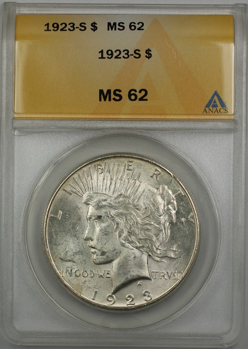 1923-S Peace Silver Dollar Coin $1 ANACS MS 62