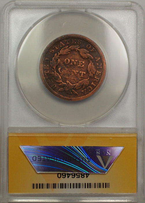 1838 Large Cent 1C Coin ANACS F-15 Details Rim Bumps