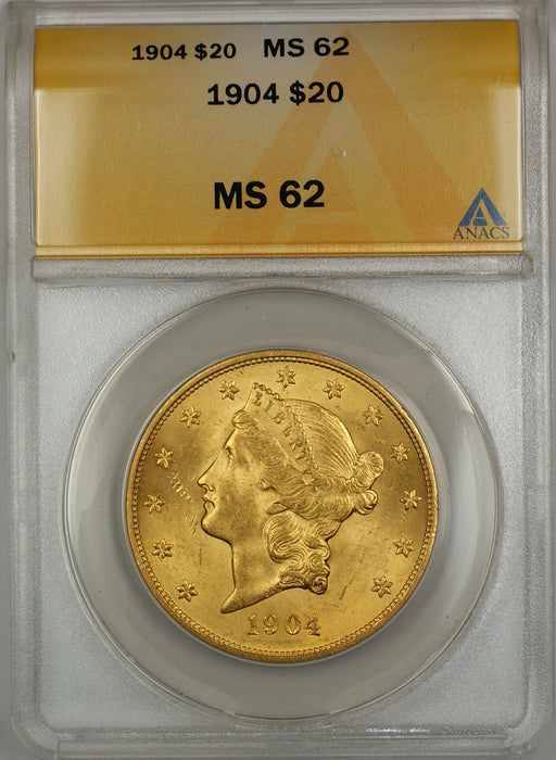 1904 $20 Liberty Double Eagle Gold Coin ANACS MS-62 SB (A)