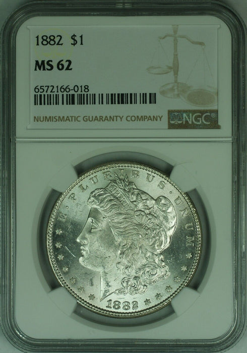 1882 Morgan Silver Dollar $1 NGC MS-62 Better Coin   (46A)