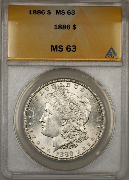 1886 Morgan Silver Dollar $1 Coin ANACS MS-63 (5)