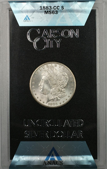 1883-CC Uncirculated Morgan Silver Dollar Coin $1 ANACS MS-63 1L