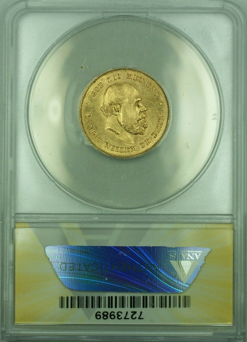 1875 10 Guilder Gold Coin ANACS MS-65