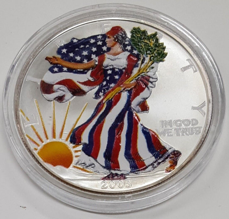 2003 American Silver Eagle UNC .999 Fine Silver Coin w/Colorized Obverse
