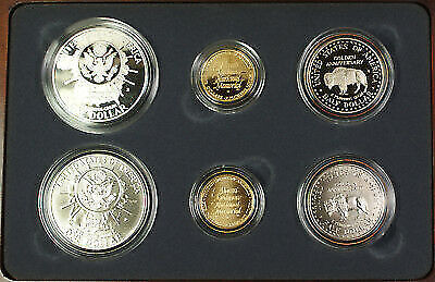 1991 Proof & Uncirculated Mount Rushmore Anniversary Gold & Silver 6 Coin Set