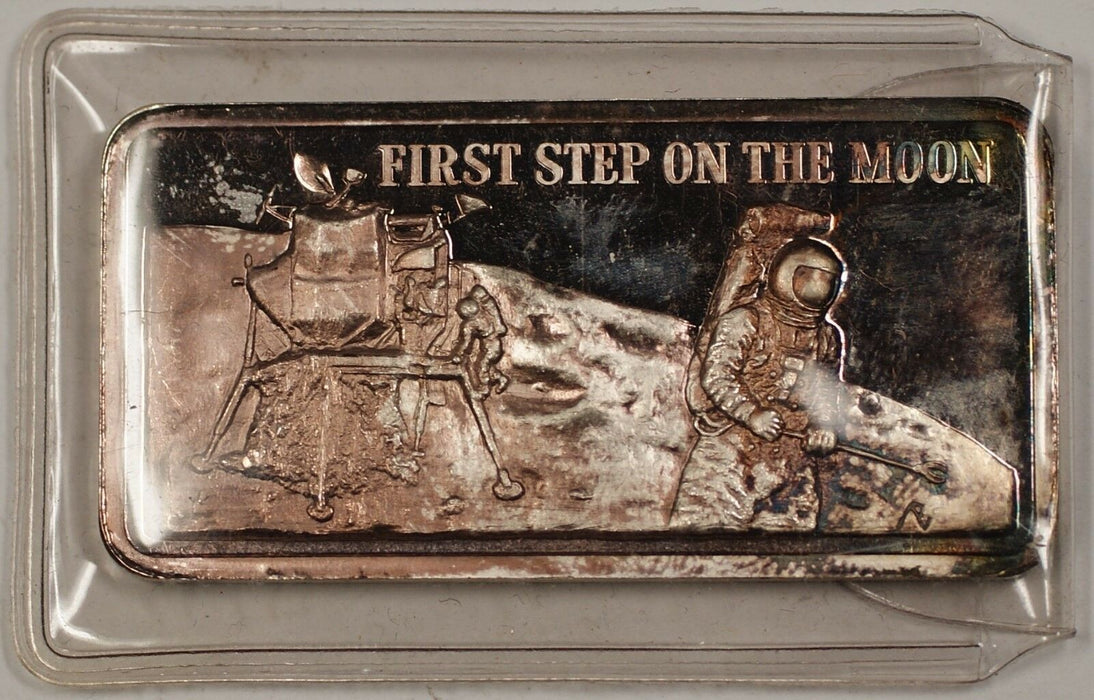 1974 Hamilton Mint First Step on the Moon Fine 1 Troy Oz Silver Ingot