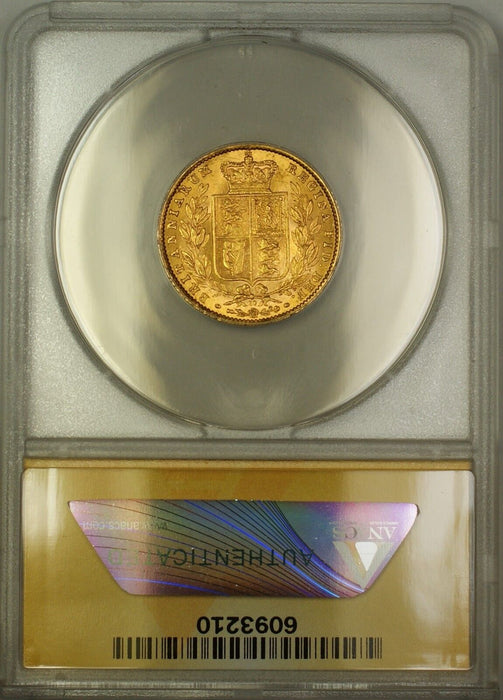 1871 Great Britain Shield Die 19 Sovereign Gold Coin ANACS AU-58