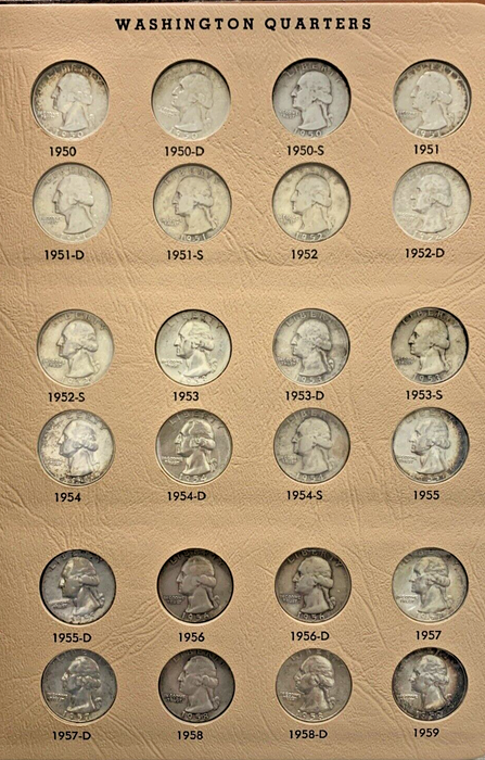 1932-1964 Washington Silver Quarter Complete Set Circ & UNC-Dansco Coin Album K