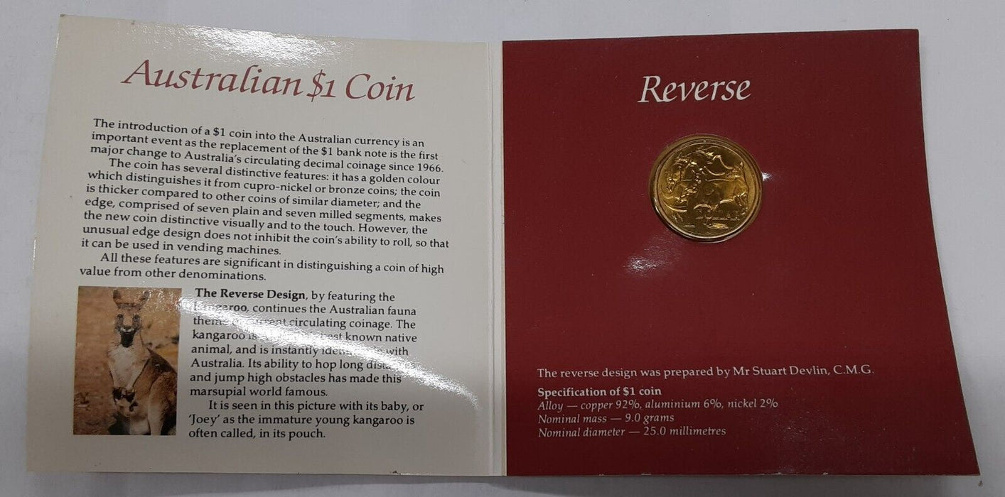 1984 Australia Uncirculated $1 Dollar Coin Kangaroos in OGP