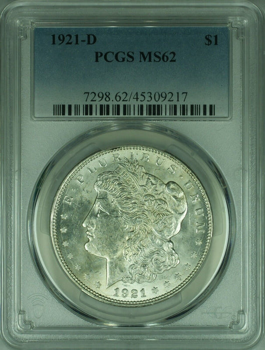 1921-D Morgan Silver Dollar Coin $1 PCGS MS-62  (40)