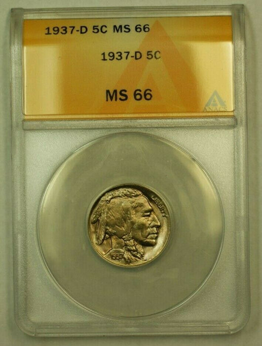 1937-D Buffalo Nickel 5c ANACS MS-66 (J) (WW)