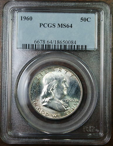 1960 Franklin Silver Half Dollar, PCGS MS-64 Toned
