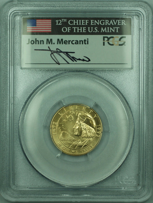 1992-W Columbus $5 Commemorative Gold Coin PCGS MS-69 John Mercanti Signed