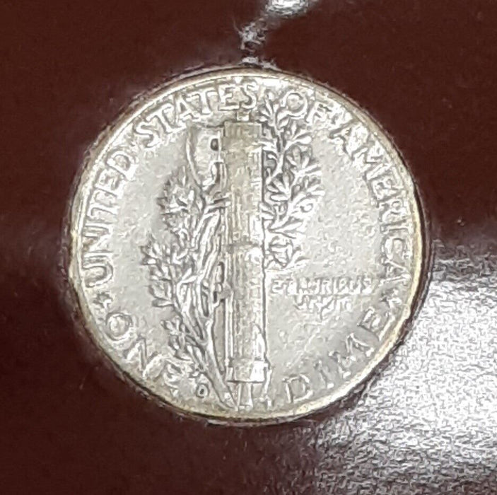 1944-D Mercury Dime, Circulated in Info Card - See Photos
