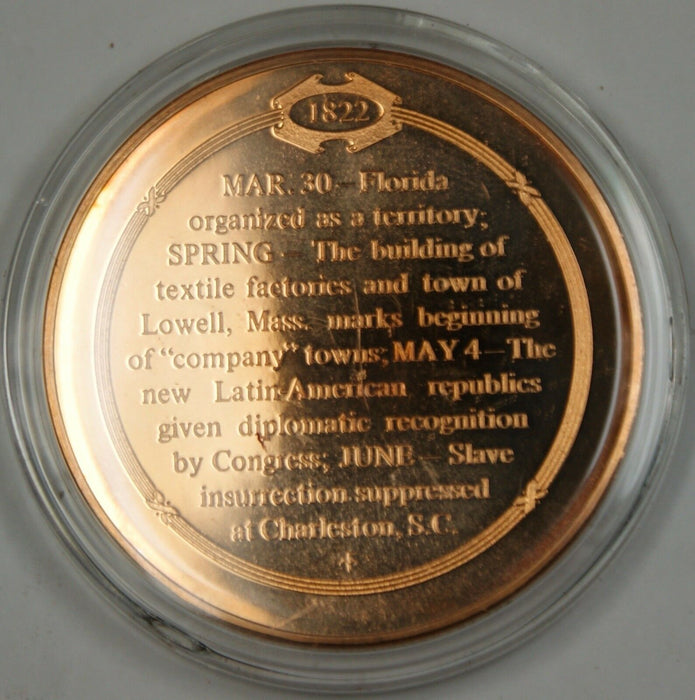 Bronze Proof Medal Factory Towns Begin in America Spring 1822