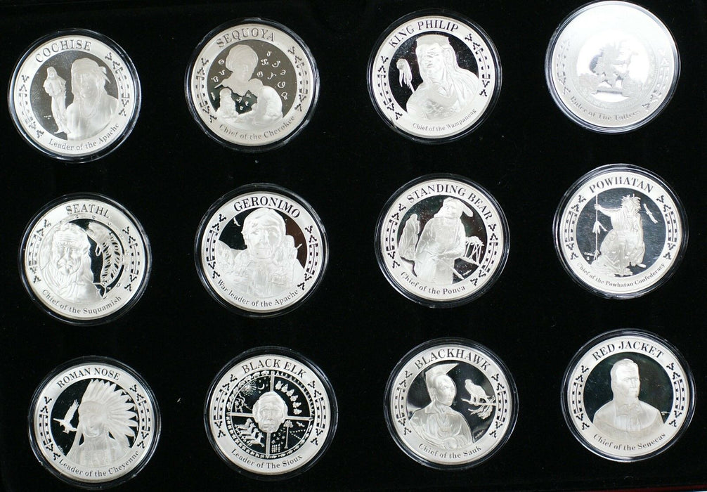 The American Indian Heritage Foundation Great Chiefs Silver Proof 12 Medal Set