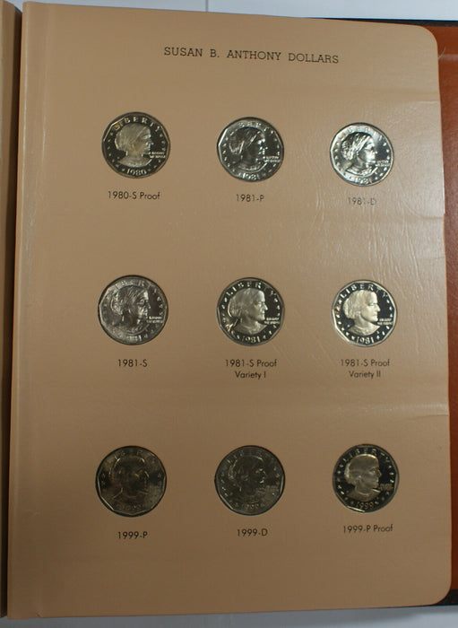 Complete 1979-1981/99 Susan B Anthony Dollar Collection 2 page Dansco Album 8180