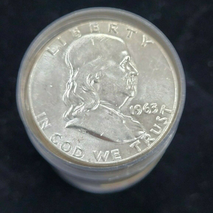 1963 Franklin Silver Half Dollar BU Roll 20 Coins Total